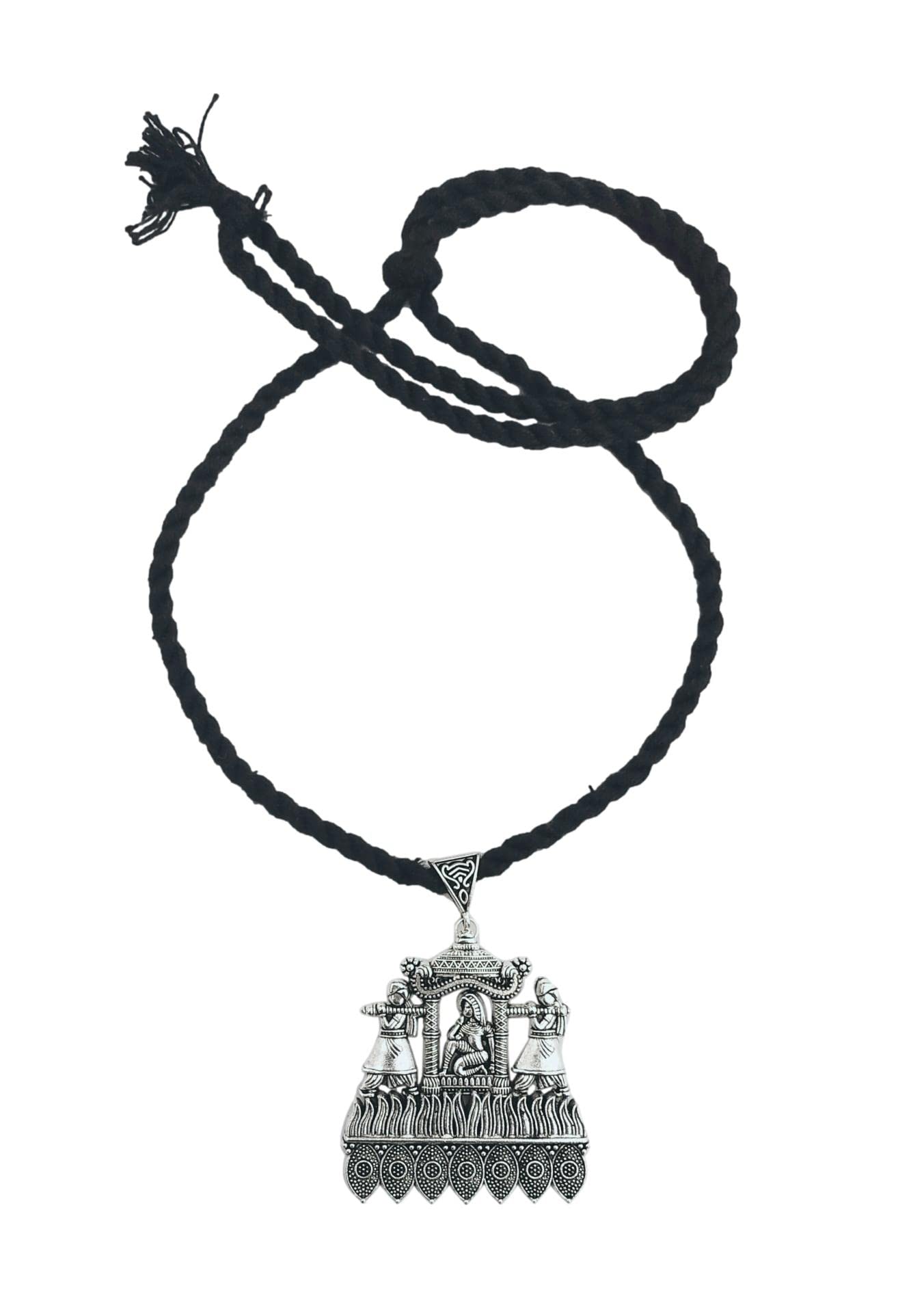athizay Black Thread Necklace oxidized silver metal choker Necklace Silver Vintage style texture Bride Wedding Doli Design Pendent Jewelry for Women tribal ethnic necklace (B09P83GB9X) Amazon Price History, Amazon Price Tracker