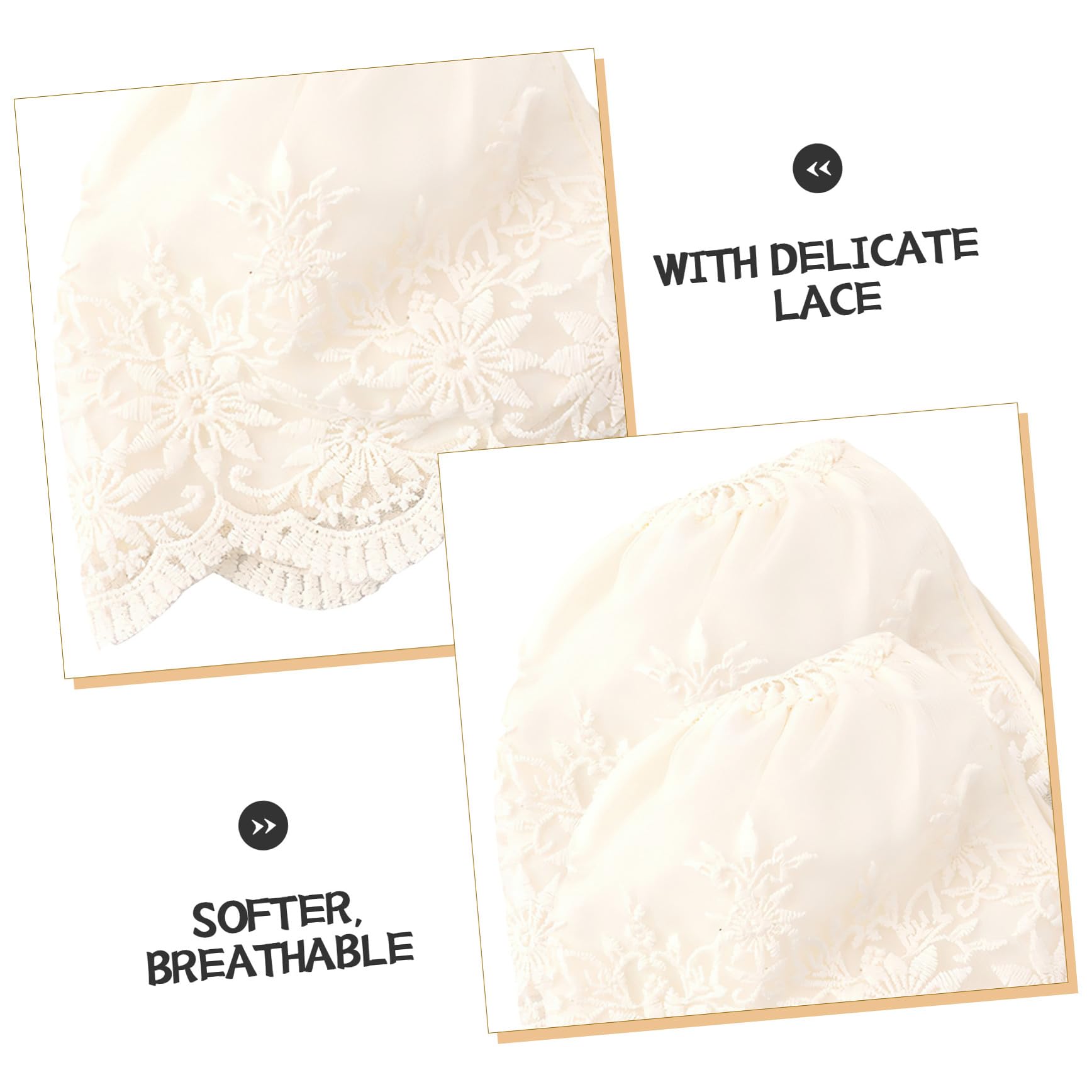 2 Gorros de Encaje Beige para Ñiño Niña, Gorro Recien Nacido Transpirable Lazo Seguro, Cómodo para Bautizo y Bodas, 2 Piezas