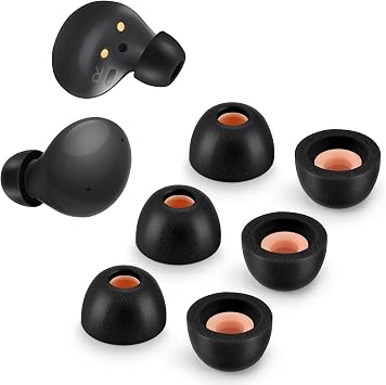 Memory Foam Tips for Samsung Galaxy Buds 2 / Plus/Beats Studio Buds, No Silicone Eartips Pain, Anti-Slip Replacement Ear Tips, Fit in The Charging Case, 3 Pairs Small, Black