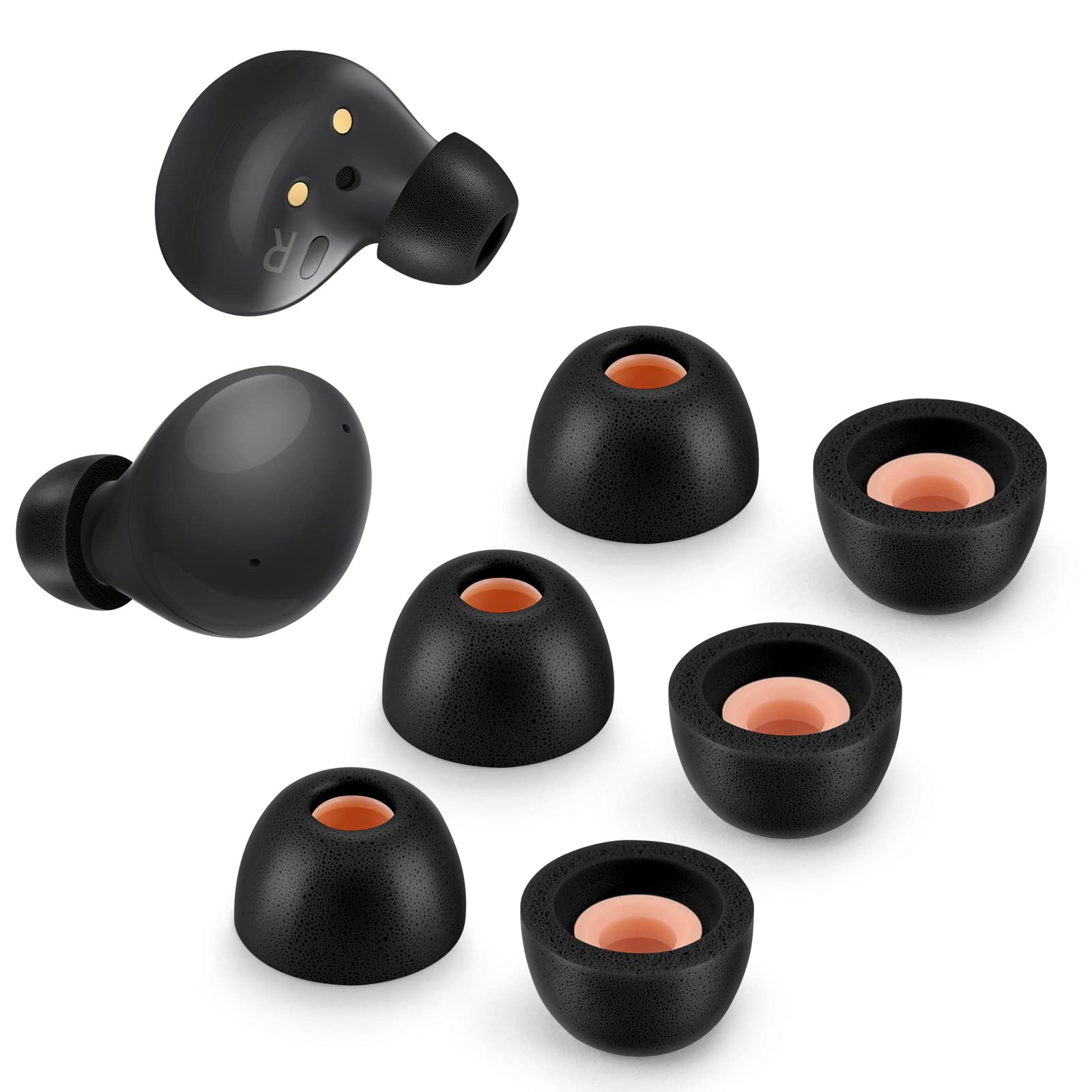 Memory Foam Tips for Samsung Galaxy Buds 2 / Plus/Beats Studio Buds, No Silicone Eartips Pain, Anti-Slip Replacement Ear Tips, Fit in The Charging