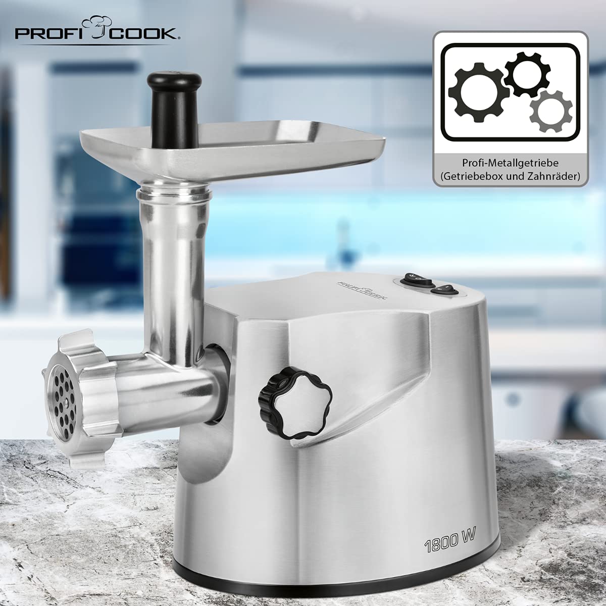 ProfiCook PC-FW 1172 - Profesjonalna maszynka do mielenia mięsa - Z 3 perforowanymi metalowymi tarczami - 1800 W