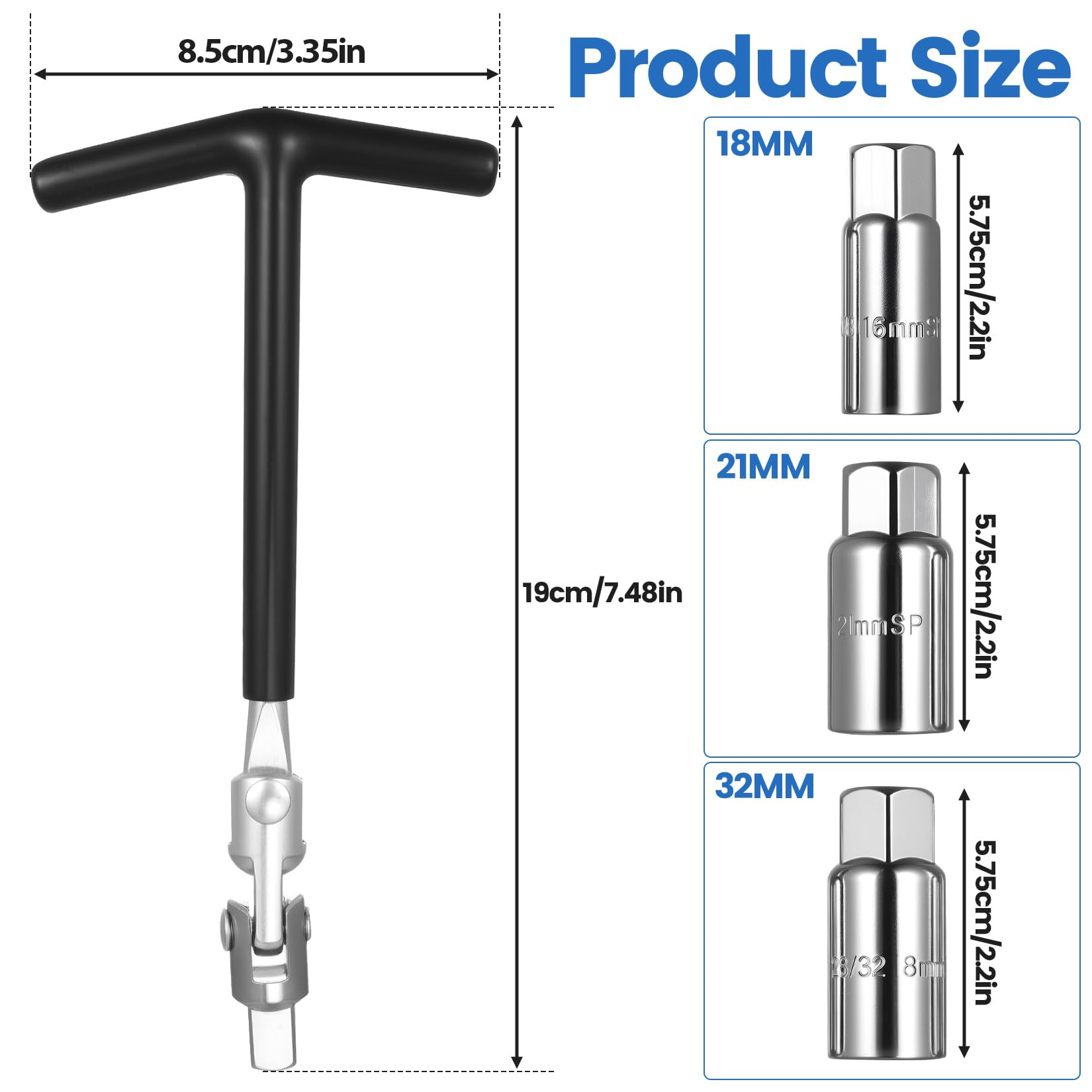BE-TOOL Zündkerzenschlüssel 16/21 Mm – Flexibles Werkzeug Mit T-Griff Für Auto & Motorrad
