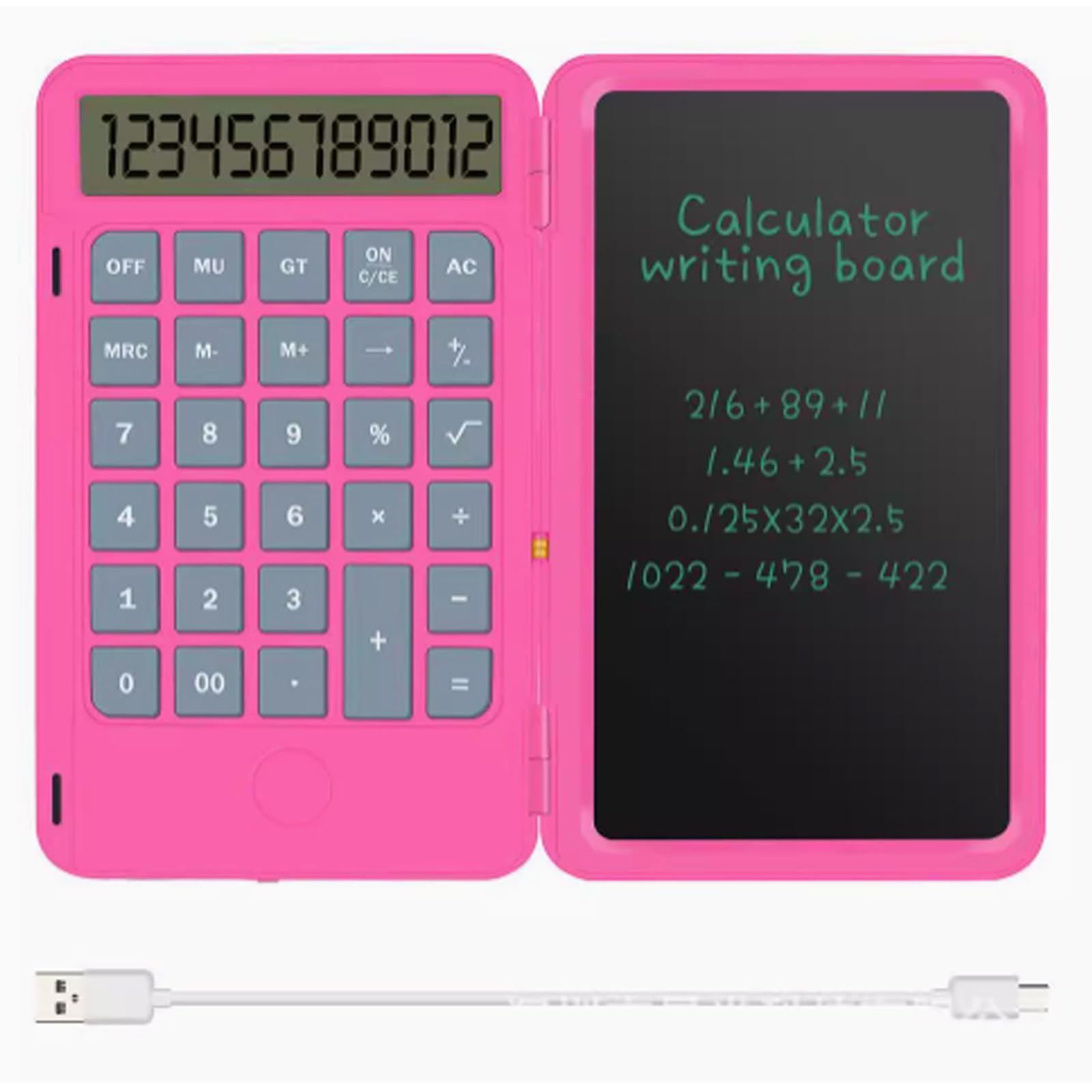 Calcolatrice scientifica con schermo a 12 cifre, design pieghevole, include lavagna cancellabile da 15,2 cm, ideale per casa, ufficio e scuola