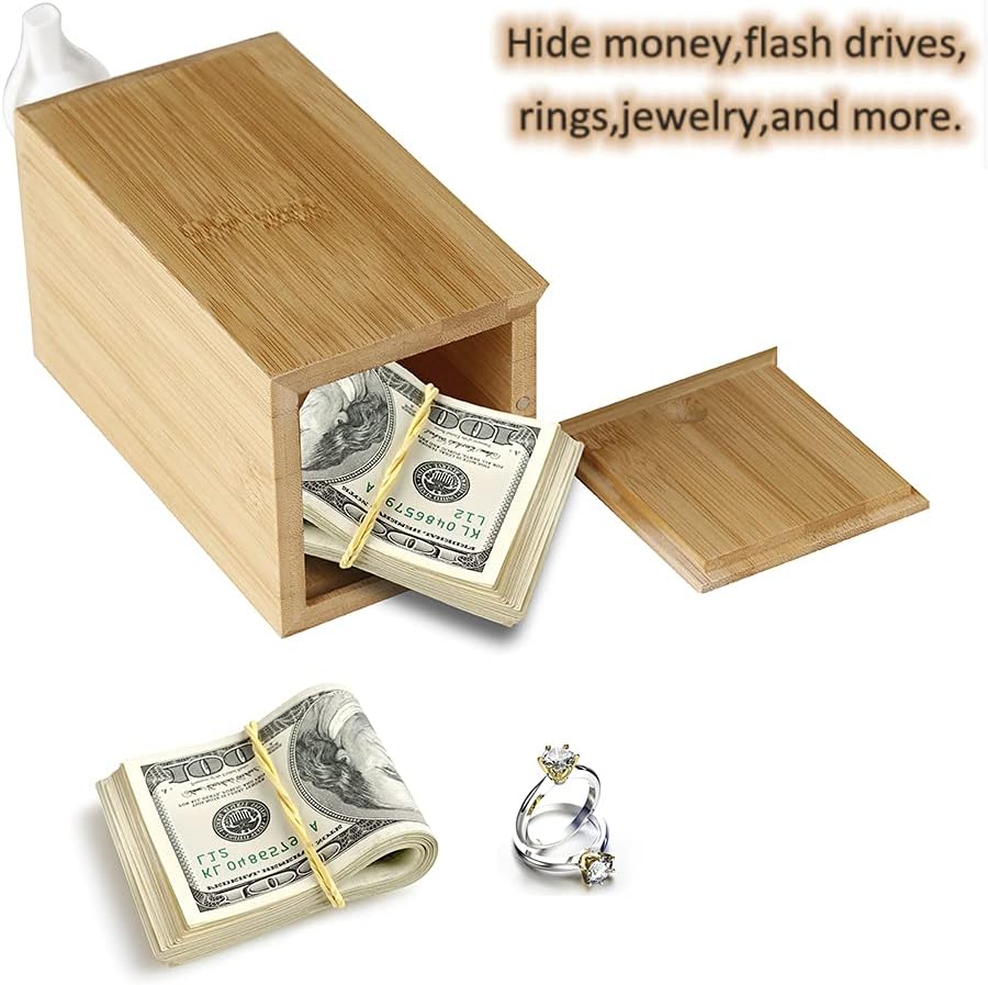 Pure Bamboo Foaming Liquid Cleaning soap Dispenser 250ml (8.4oz) Diversion Secure Field Can Secure to Cover Jewellery or Valuables with Discreet Secret Detachable Lid