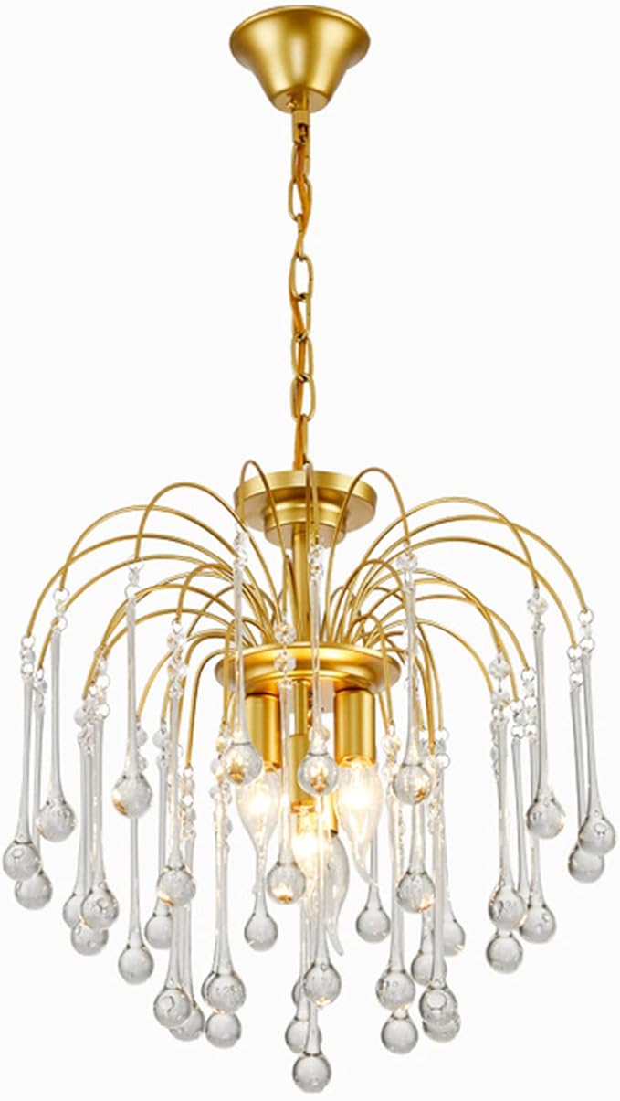 dsfen Grote Lichte Luxe Waterdruppel Kroonluchter Lichtpunt, Kristalglas Hanglamp, Voor Woonkamer, Slaapkamer, Bar Verlichting-E14,Transparant,43CM