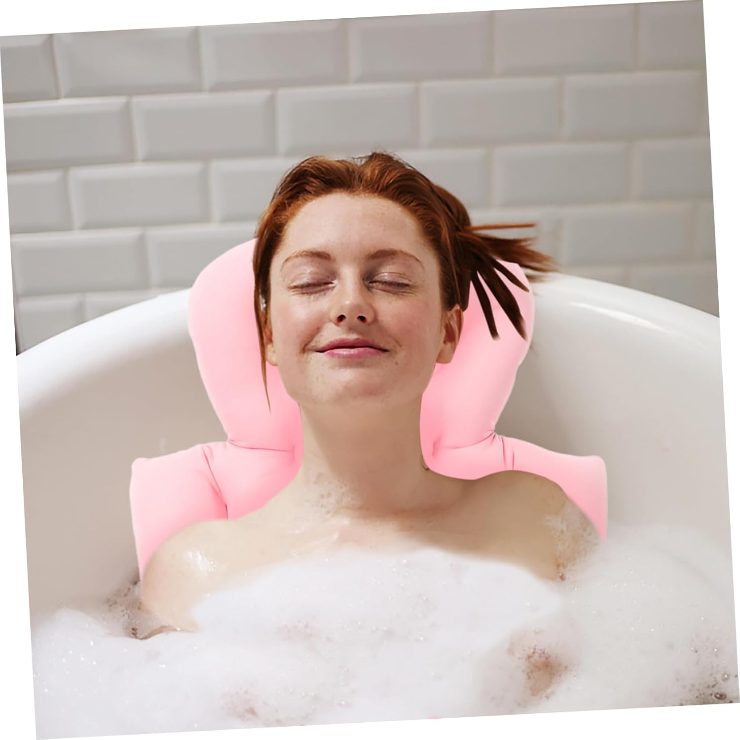 Bath Cushion for Adults Non- Bath Mat Cups Full Body Bathtub Pillow Cherry Comfortable Support for Neck and Back