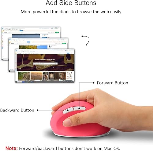 Miniatura 4 de Ratón inalámbrico ergonómico, mouse inalámbrico recargable vertical, 400 mAh, 1600 DPI, ratón óptico inalámbrico portátil para PC, computadora