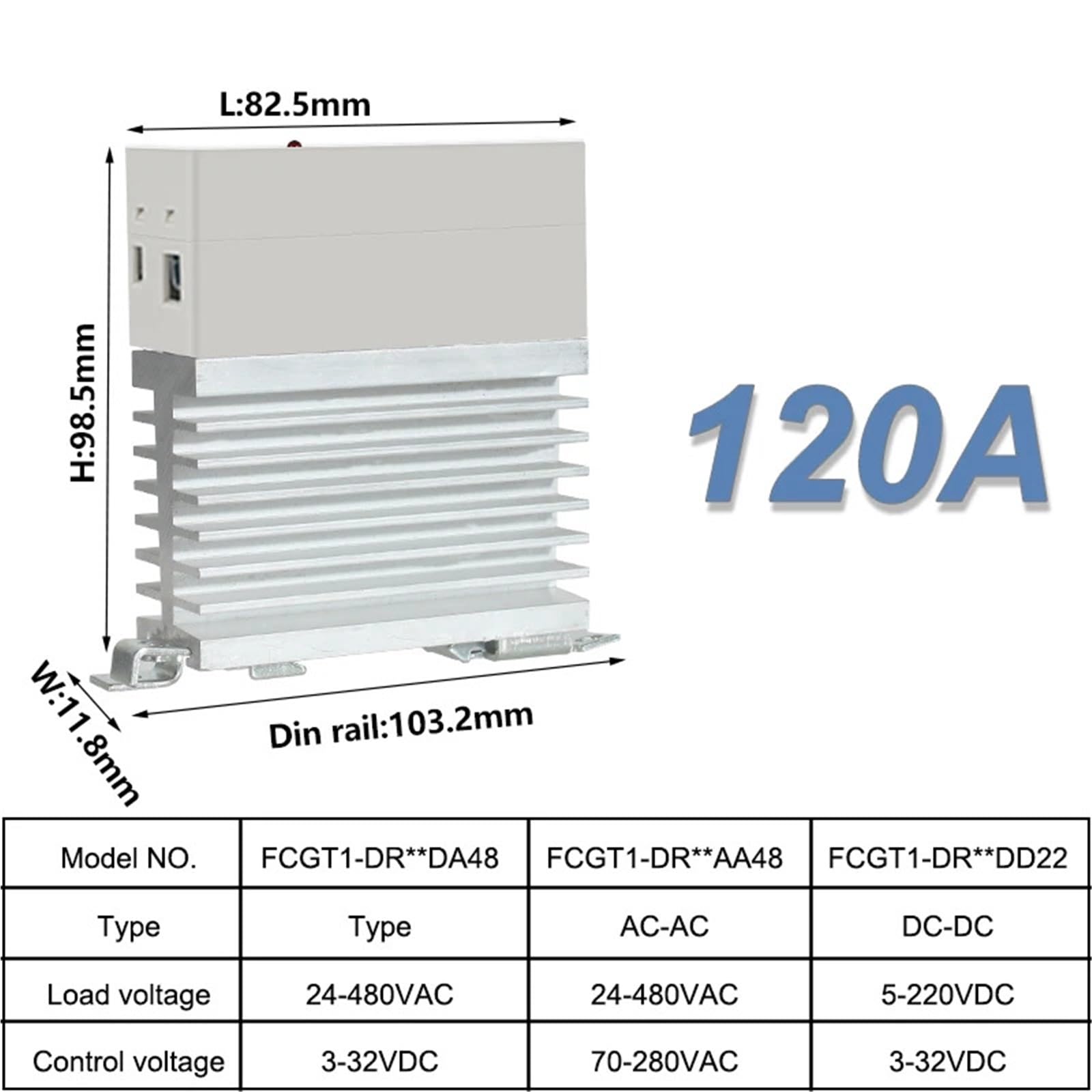 Relè a stato solido SSR monofase 10A 25A 40A 60A 80A 100A(DC control DC,120A)