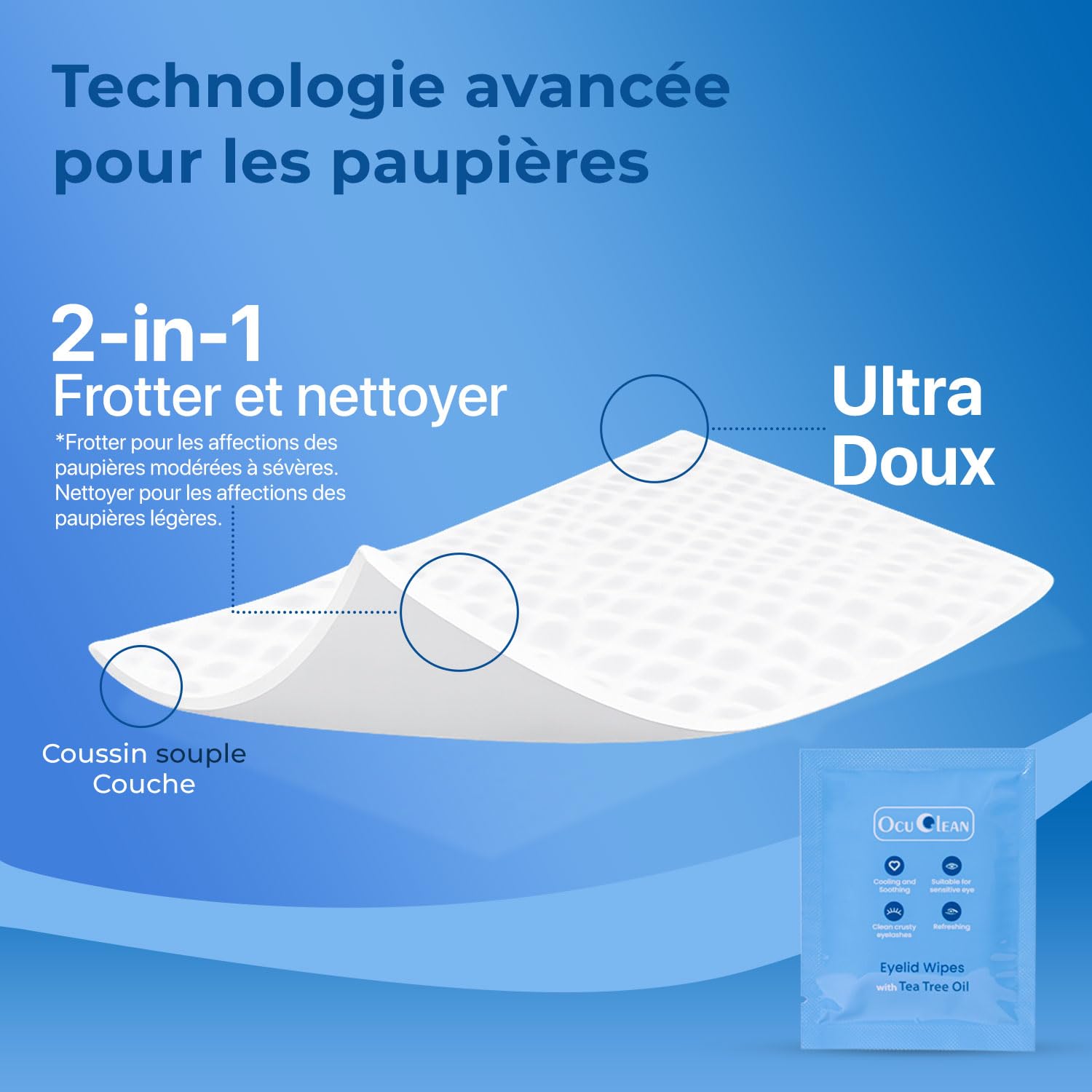 Ved lingettes pour les paupières pour le traitement périoculaire chez les adultes et les enfants. Lot de 30 lingettes stériles pré-humidifiées (LOT DE 2)