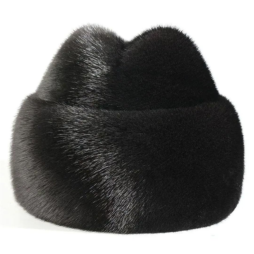 Gorro de invierno para hombre, de piel de visón, grueso y cálido, gorro de piel de invierno, gorro de regalo, gorro de calidad, Café 1, 59-61