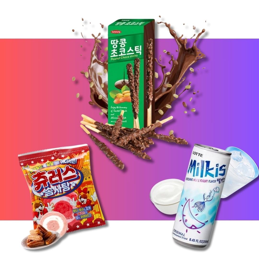 Korean Market | Caja Sorpresa de Comida Coreana (Starter Edition) | Para 1 o 2 Personas | Snacks, Ramen, Kimchi, Tteokbokki, Algas, Dulces y Palillos
