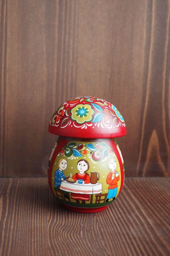 ロシア雑貨☆マッシュルーム型box キノコの小物入れ マトリョーシカ