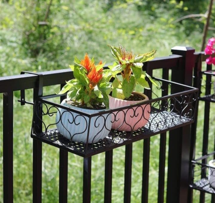 flower pot stand for railing planter (BLACK ) (B0D2368GVH) Amazon Price History, Amazon Price Tracker