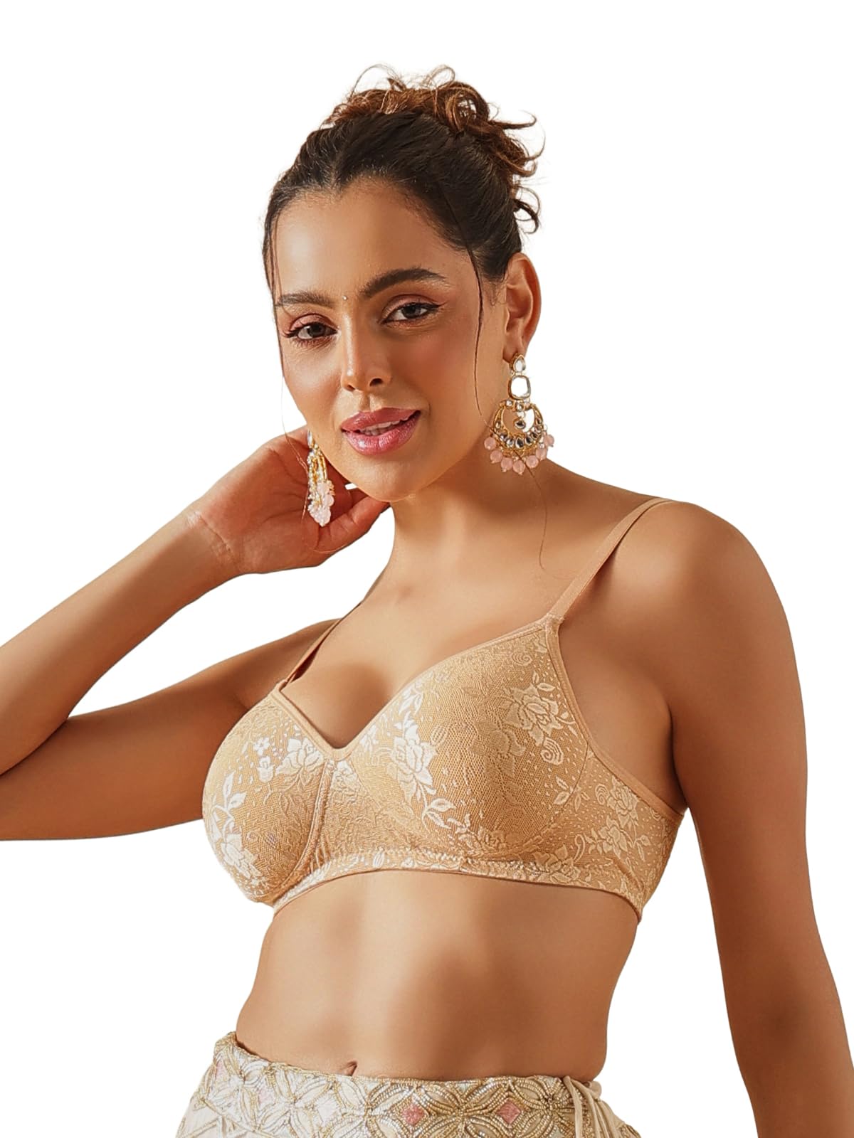 Clovia Women's Lace Lightly Padded Non-Wired Bridal Bra