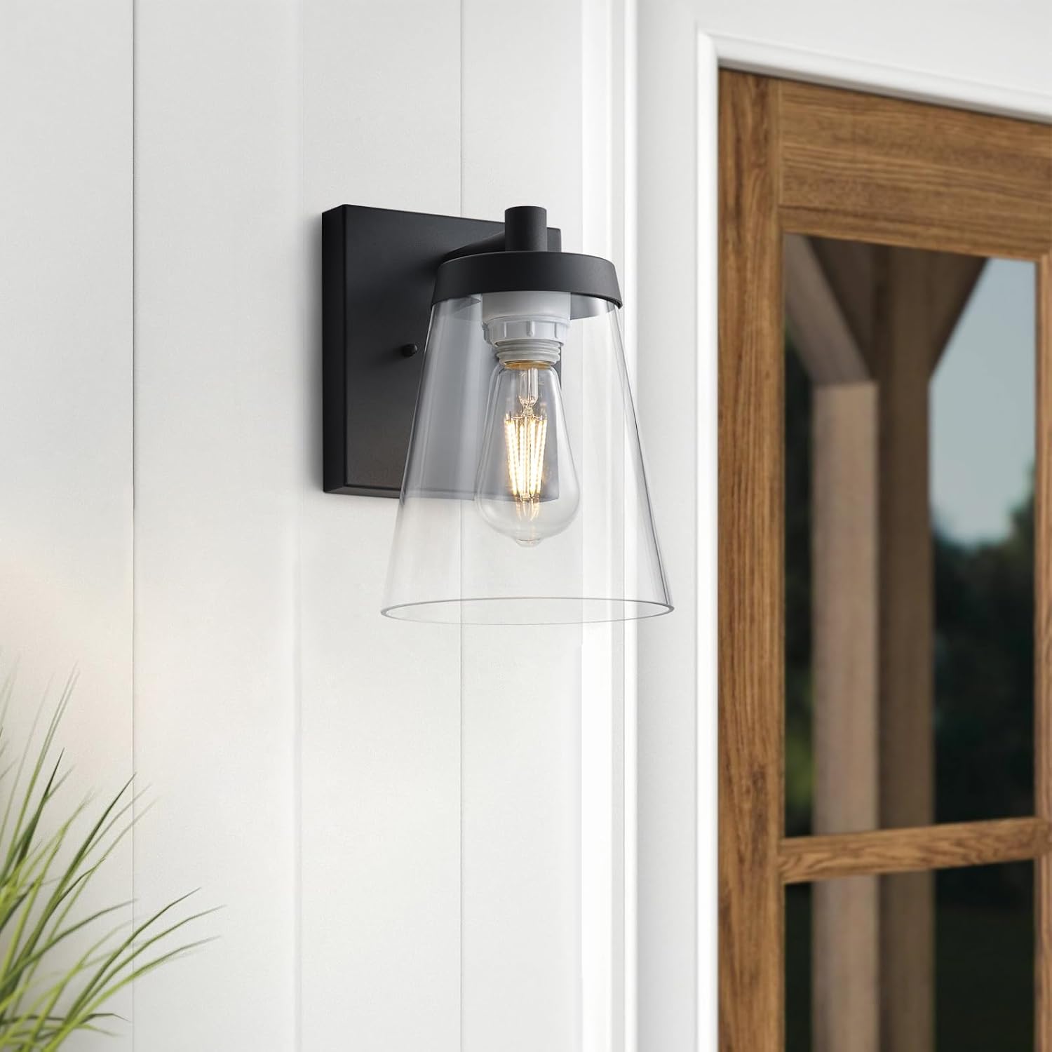 10.3‘’H Outdoor Coach Wall Sconce Aluminum Black Exterior Porch Wall Lantern with Clear Glass, Entrance Outdoor Wall Mount for Frontdoor, Bedroom Wall Lamp for Indoor, Bathroom, 2 Pack
