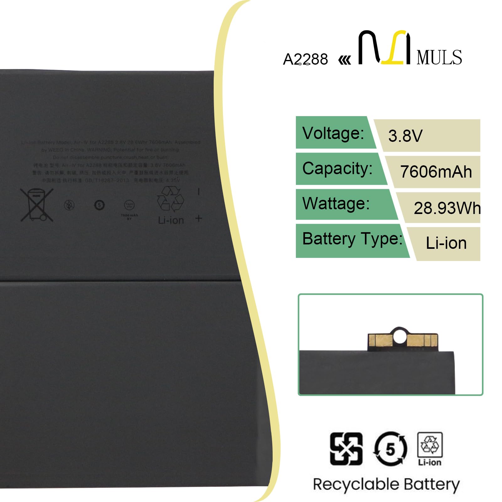 Amazon.com: MULS A2288 Tablet Battery Replacement for Apple iPad