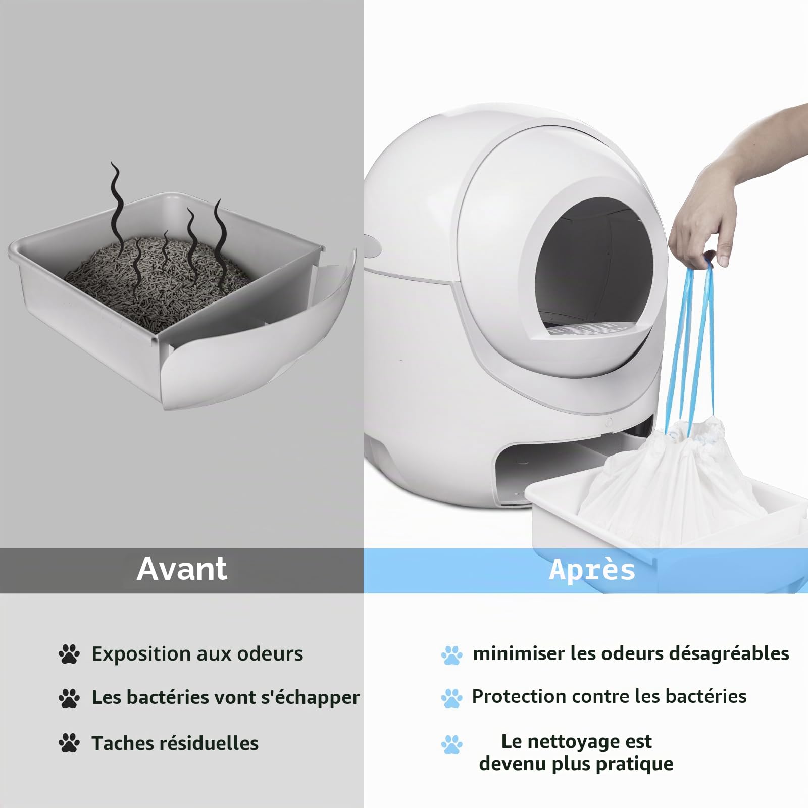 Cleanpethome Lot de 120 sacs de litière pour chat extra large