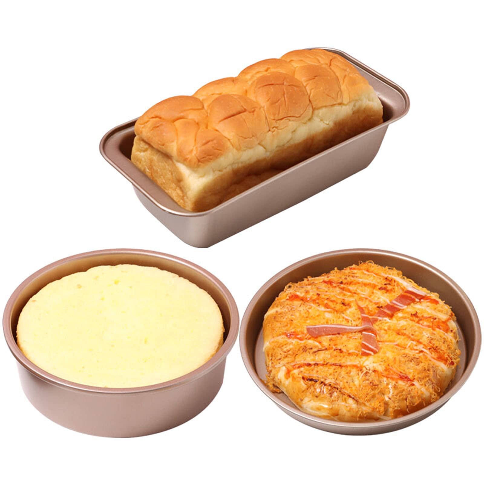 Küchenutensilien Backform-Set 3-teilig Kohlenstoffstahl Antihaftbeschichtung für Toast, Kuchen, Pizza, Brot, Backofen