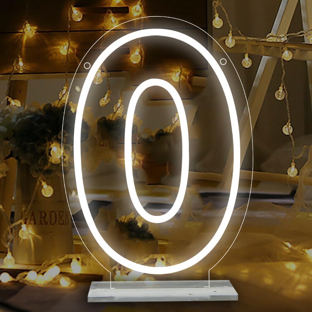 Number 0 Neon Sign,Led Light Up Zero Numbers Neon Lights, Number 0 Light for Wedding,Birthday,Party,Anniversary, Number Gifts,Bar Decor,Size 11.8 * 8.27 inches?JTLD112?