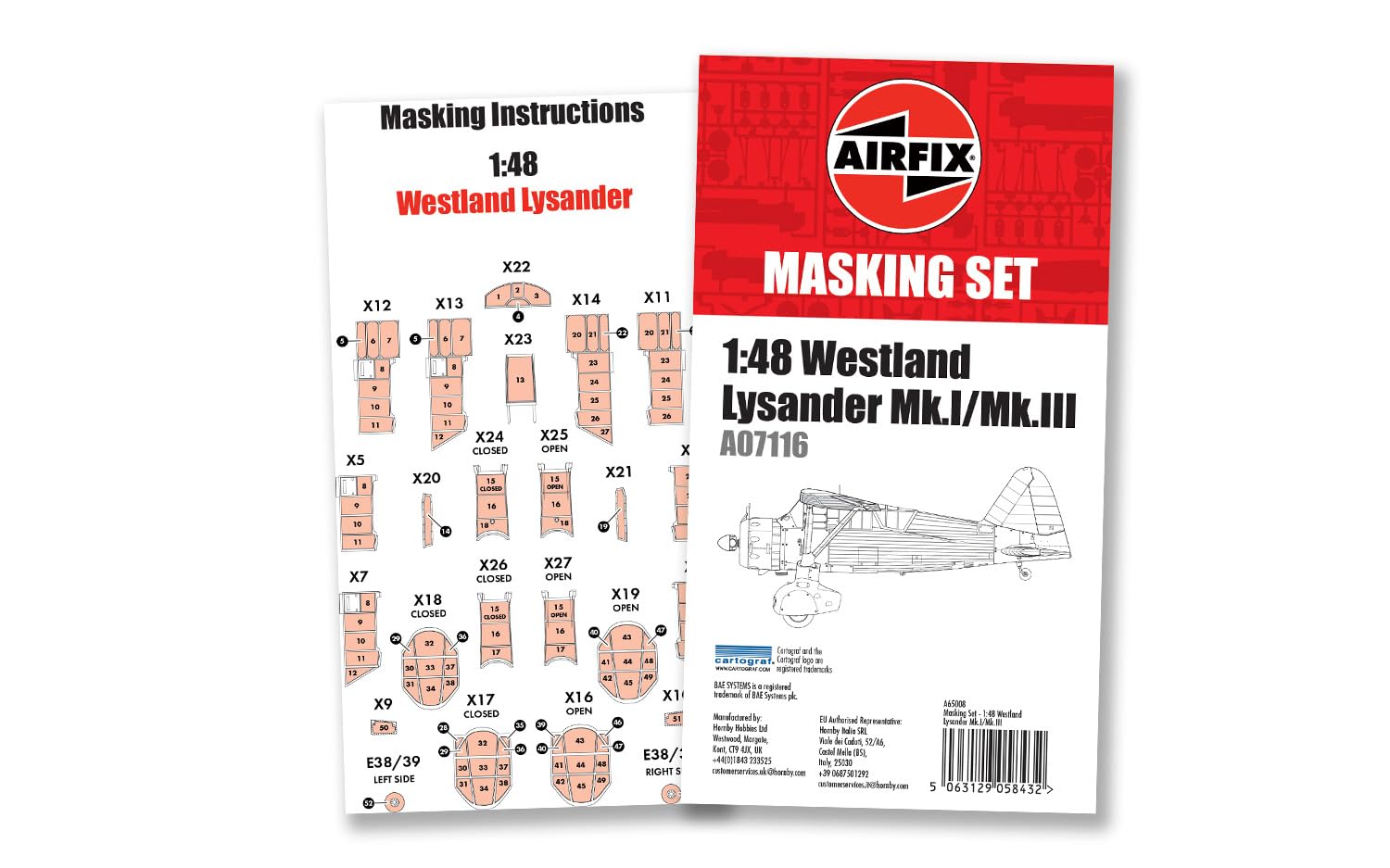 Airfix A65008 Westland Lysander A07116 1:48 Masking Set