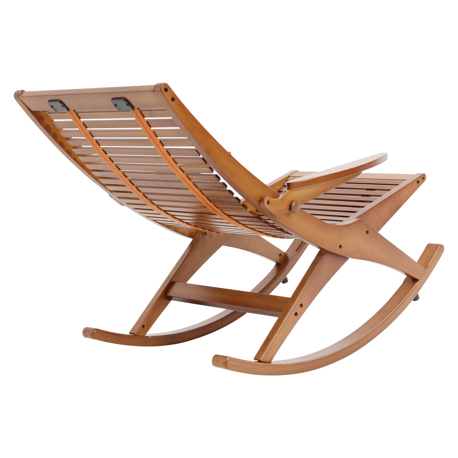 Sedia a dondolo in bambù, per esterni, con piedini rialzati, struttura stabile e portata 150 kg, per giardino, balcone, terrazza, soggiorno, camera da letto