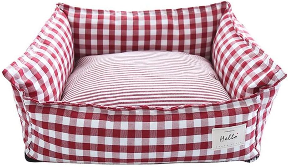 Original Rectangular Pet Bed Soft Cotton Dog Kennel with Non Slip Bottom, Removable Calming Sofa for Small Medium Dogs and Cats, Universal for All Seasons Cream M