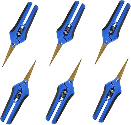 GROWNEER 6 paquetes de tijeras de podar de 6.5 pulgadas con cuchillas curvas, tijeras de podar para jardinería, tijeras de podar a mano, cuchillas