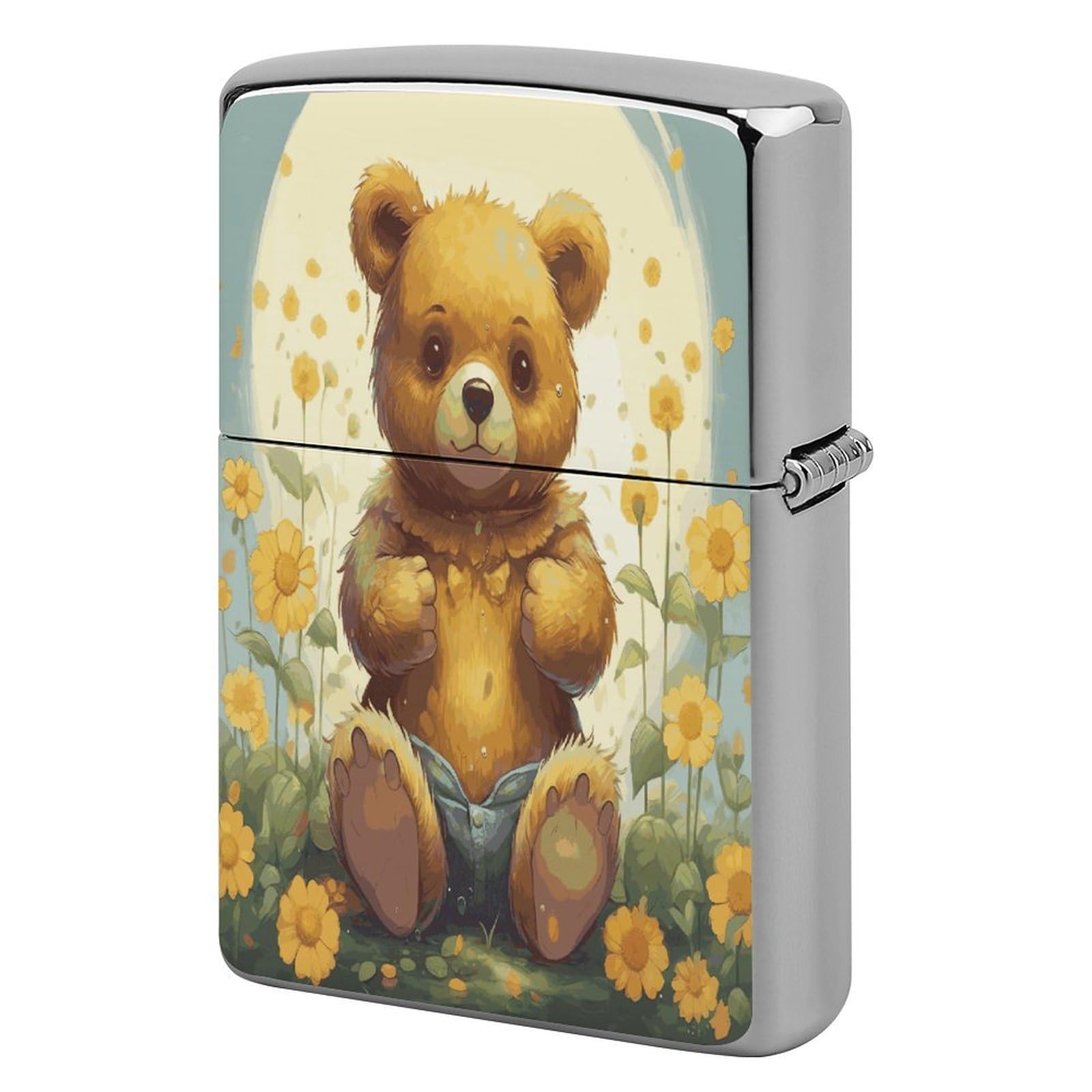 Fodpand Style Flower And Bear Metal Lighter Case Cover Lighter Sleeve