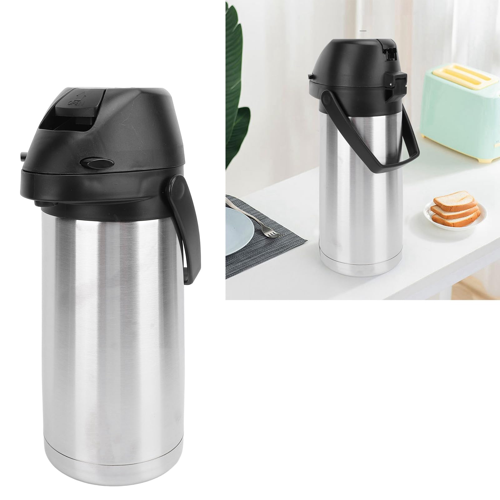 Dozownik do Kawy z pompką, Izolowany ze Stali Nierdzewnej 1,6 L