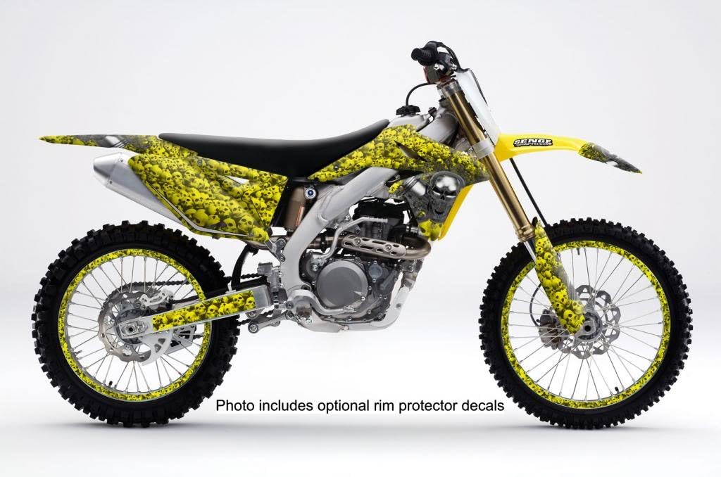 2005-2023 RM 85 Flaming Gearhead Yellow Senge Graphics Complete Kit Compatible with Suzuki