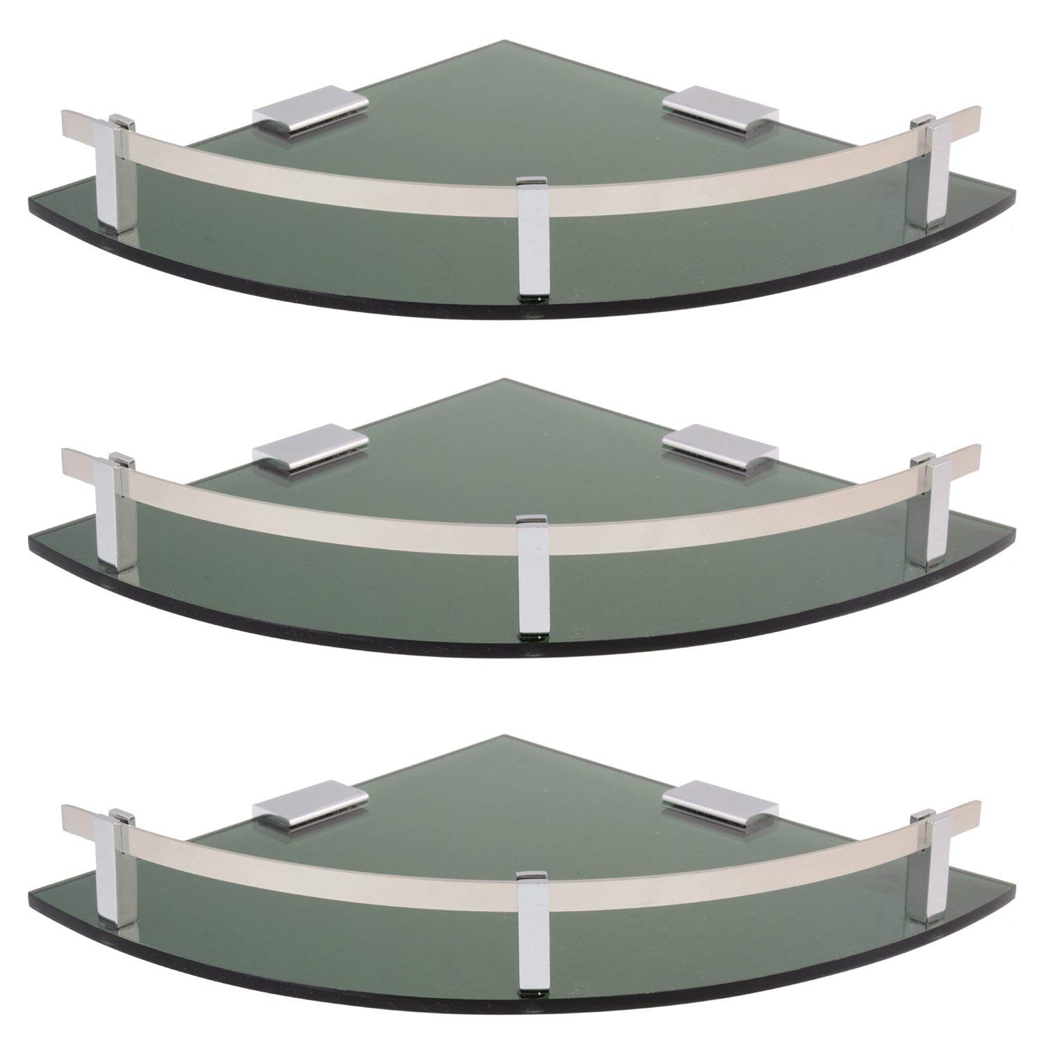 Spiry 12x12 inch Acrylic Wall Mount Corner Bathroom Stand(Pack of 3