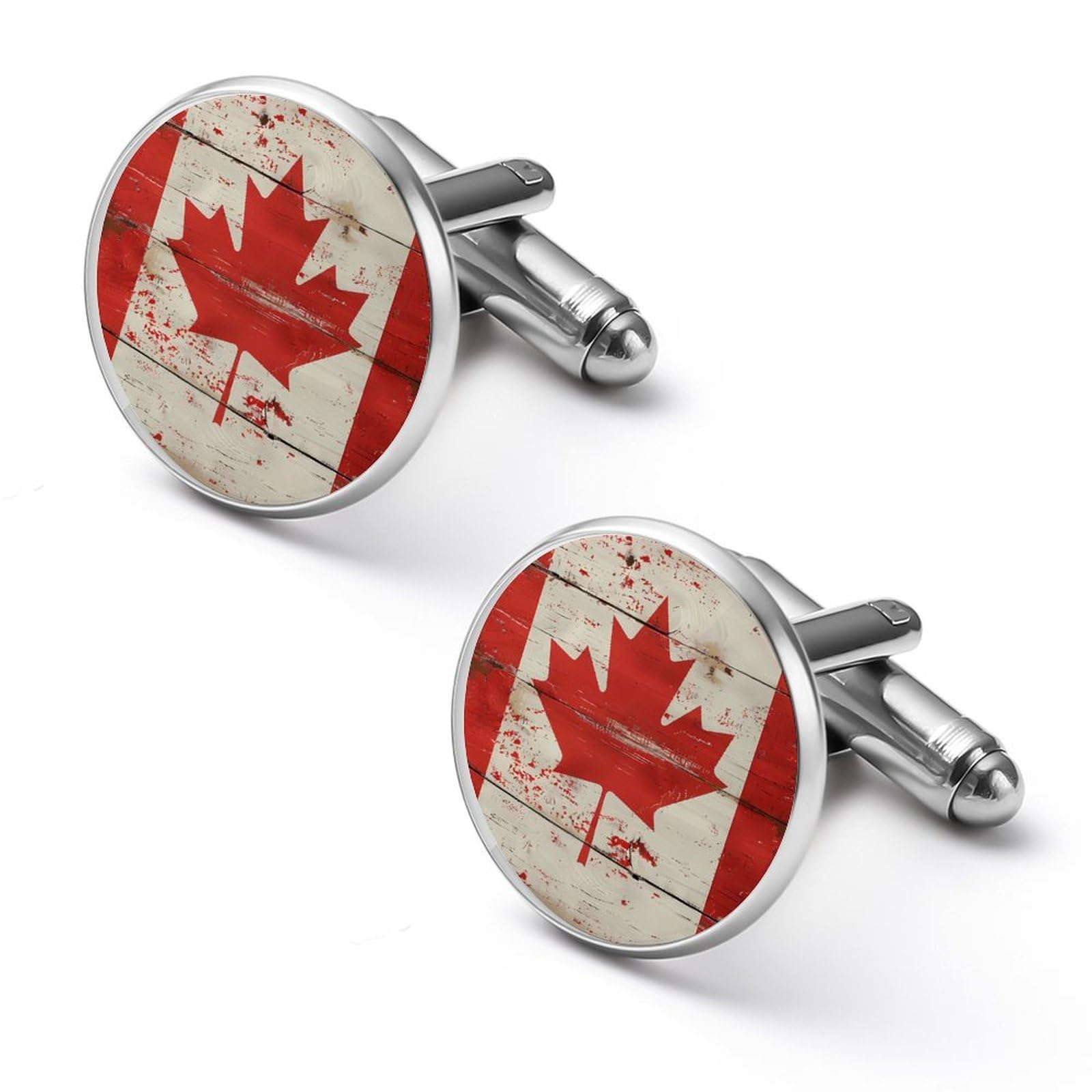 Generic Gemelos personalizados de madera con diseño de bandera de Canadá para hombre, diseño clásico de negocios, boda, gemelos, regalo de 0.7 pulgadas y 0.8 pulgadas