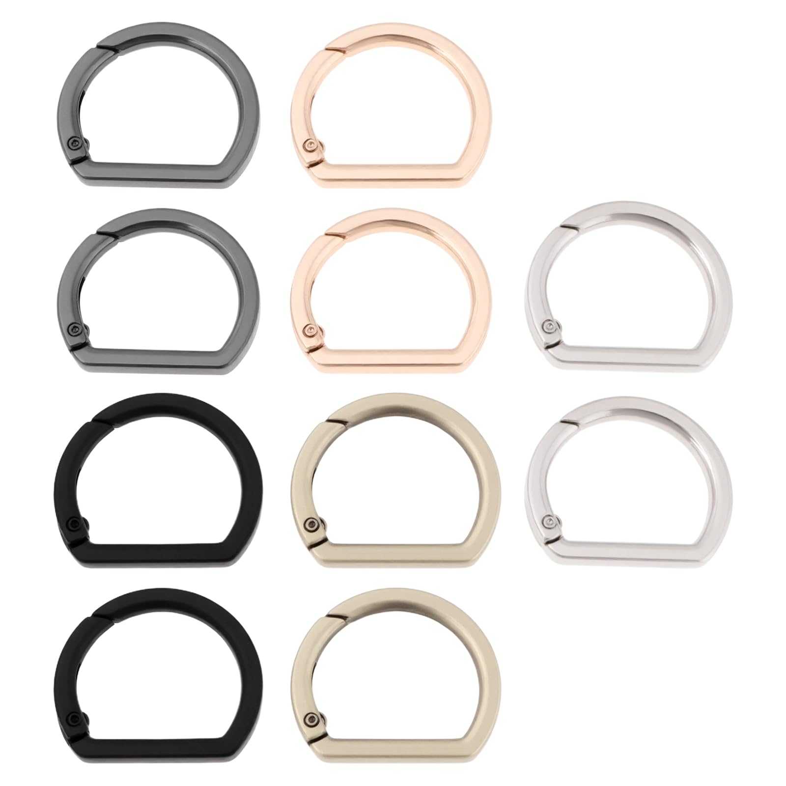Briny River Light/Gold/Silver 10Pcs Metal Flat D Ring Spring Keyring Buckle Spring Snap Clip Buckle For Bags Purses