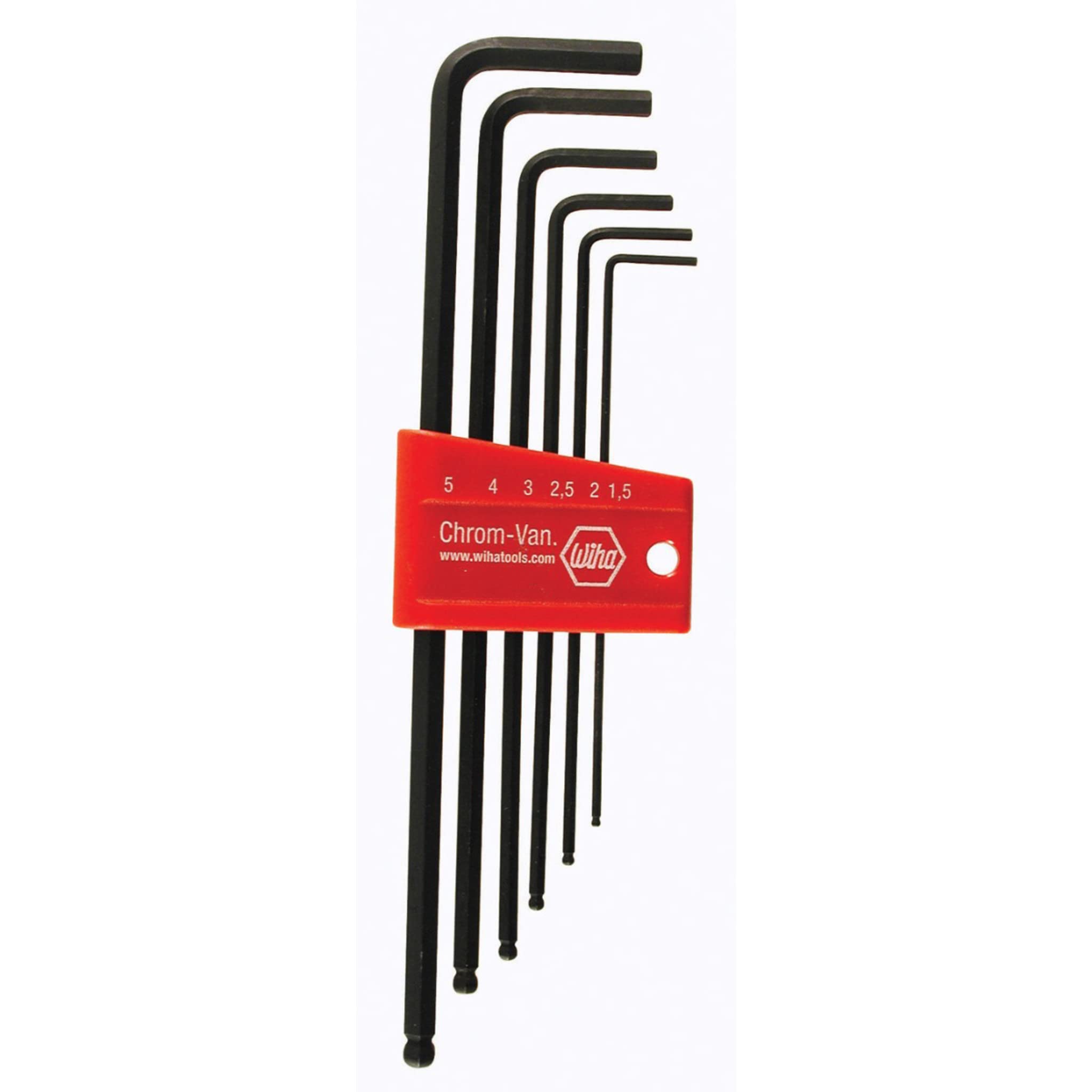 Wiha 36992 Ball End Hex L-Key Set, 1.5-5mm, 6-Piece