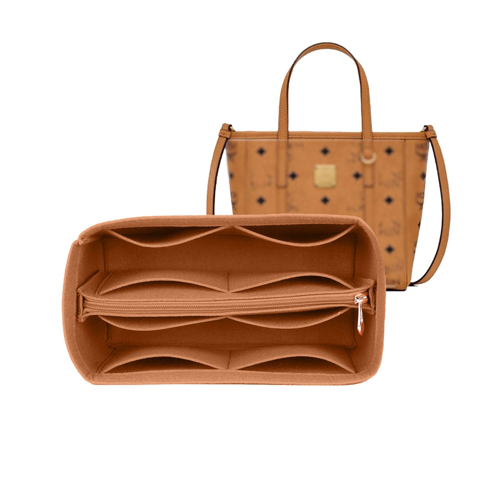 Organiseur de sac feutre pour cabas femme camel pochette 3020