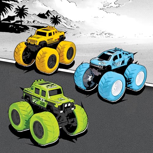 Dickie Toys - Monster Truck (1 Auto) - kleines Spielzeugauto für Kinder ab 3 Jahre mit Friktionsantrieb und Gummireifen, zufällige Auswahl aus 3 Farben, je 8,5 cm