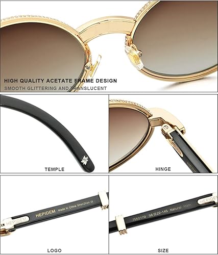 Miniatura 2 de HEPIDEM 100% Really Buffalo Horn Lujo 720pcs Diamantes BUffs Gafas de sol 7550179