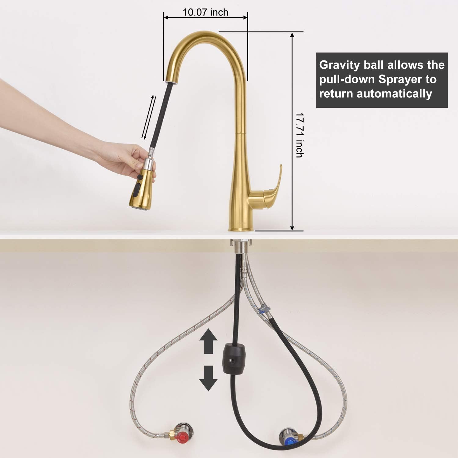 π Crazy Deals Kitchen Faucet - LONNOR Single Handle Faucet with Pulldown Sprayer, Updated RV Kitchen Sink Faucet with Dual Function, Stainless Steel, Brushed Gold Exclusive Discount 70% Price Kitchen Faucet - LONNOR Single Handle Faucet with Pulldown Sprayer, Updated RV Kitchen Sink Faucet with Dual Function, Stainless Steel, Brushed Gold