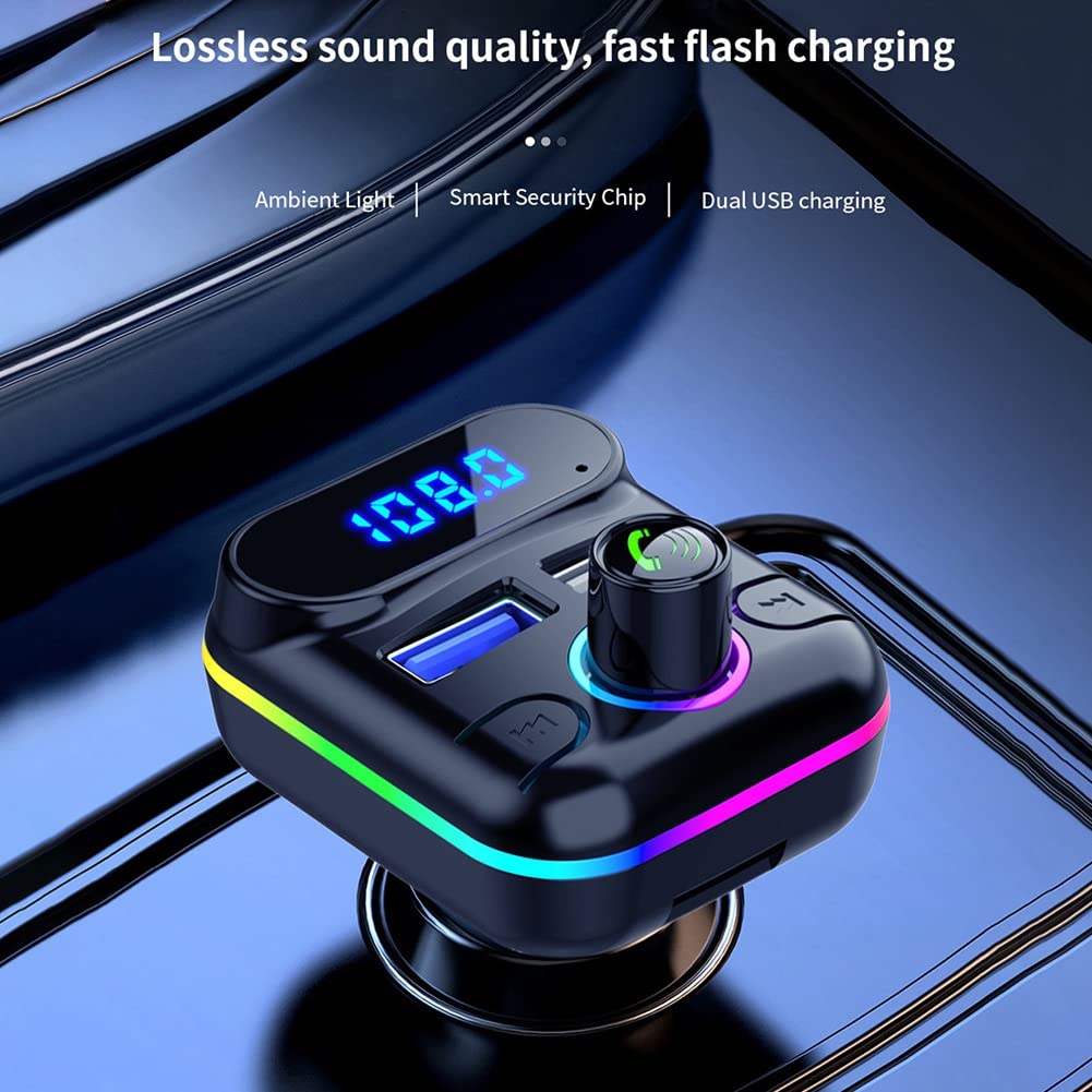 Auto-Freisprecheinrichtung M33 Bluetooth-Kompatibler 5.0-FM-Sender Dual-USB-Ladegerät-Kit MP3-Modulator-Player Disk-Player