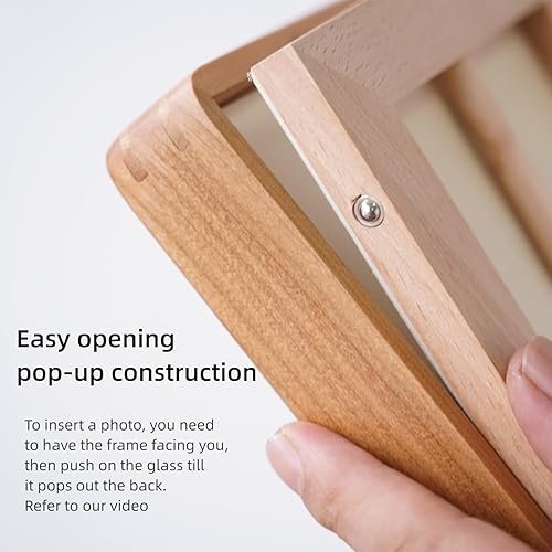 Miniatura 4 de Marco de fotos de madera maciza natural de 6 x 8 pulgadas con paspartú de 5 x 7 pulgadas, marcos de fotos de madera de cerezo real de 6 x 8 pulgadas