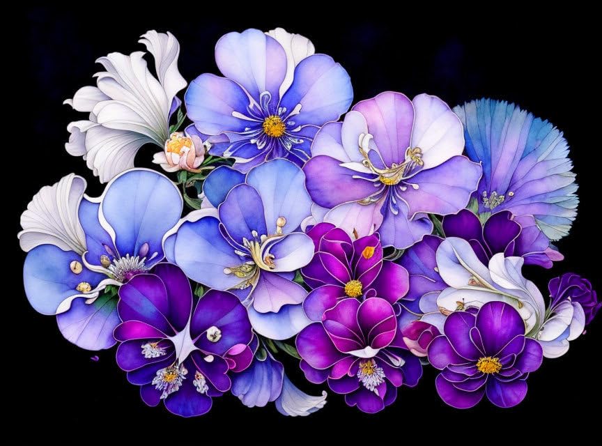Impression de fleurs ligne art poster toile décoration murale 50x70