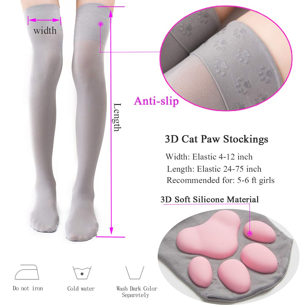 Cat Paw Thigh High Socks Golves, Cute Soft 3D Toe Beans Socks Mittens Kitten Claw Pad Socks for Girl Women Cosplay Set…