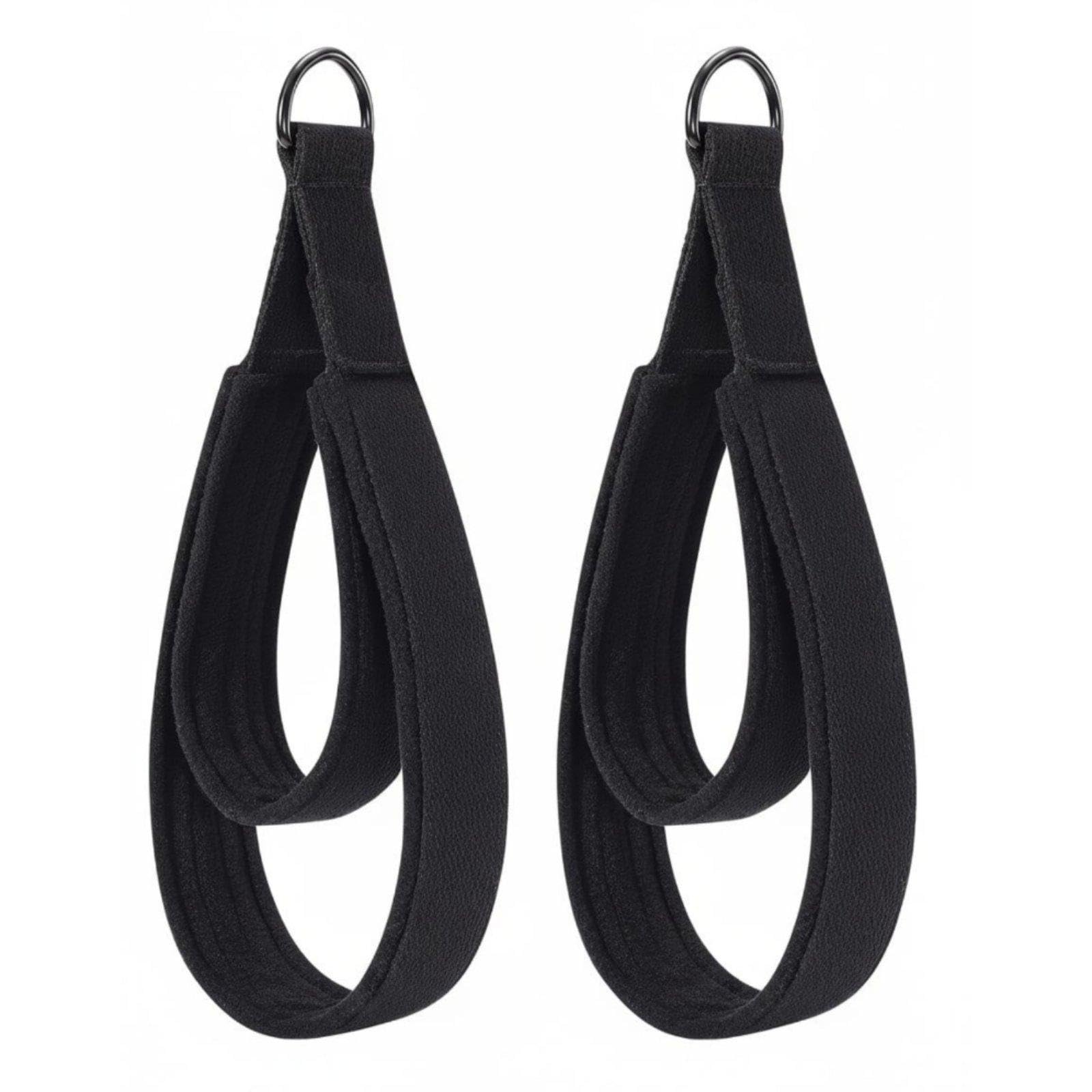 2 Pieces Pilates Double Loop Strap Strapping Pilates Double Loop Straps Soft Fleece Lining Reformer Foot Straps for Studio, Gym Black-image-39