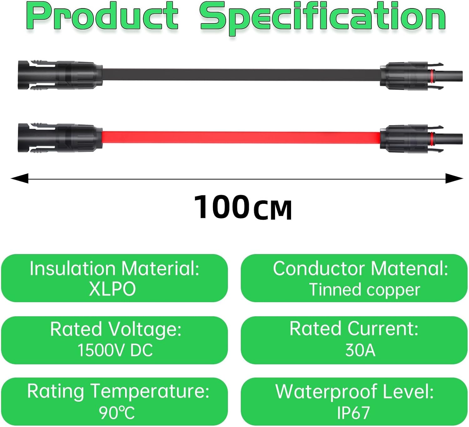 Flat Solar Cable Connector,1 Pair Flexible Flat Solar Power Extension Wires for RV Balcony Photovoltaic Solar Panels, Through the Door and Window Without Drilling (1.65FT) image 3