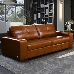 Sofá Decorativo 2 Lugares Turim 200cm Couro Conhaque G58 - Gran Belo