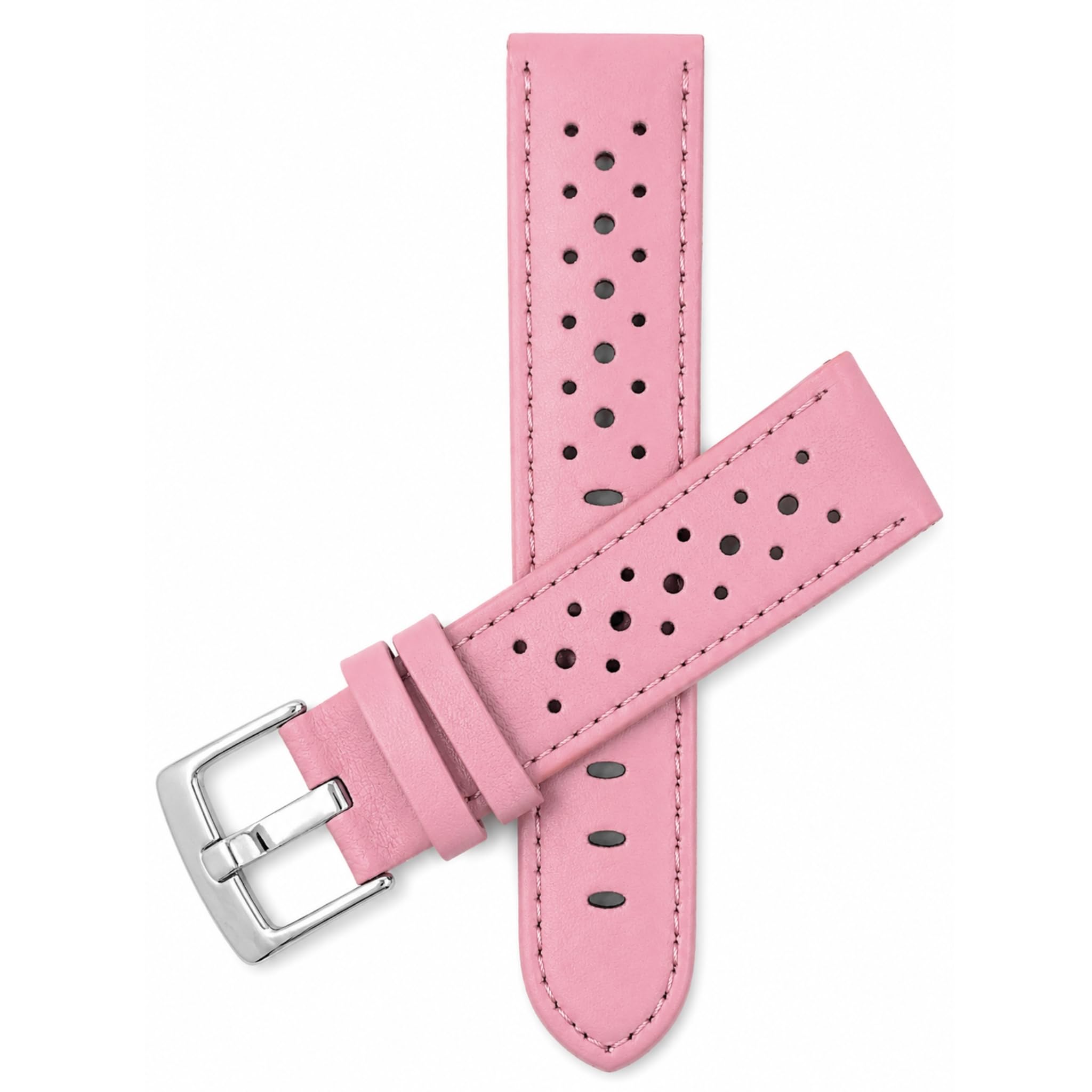 Mens Leather Rally Strap, Perforated Racing Watch Band, 18-24mm, Reg/XL