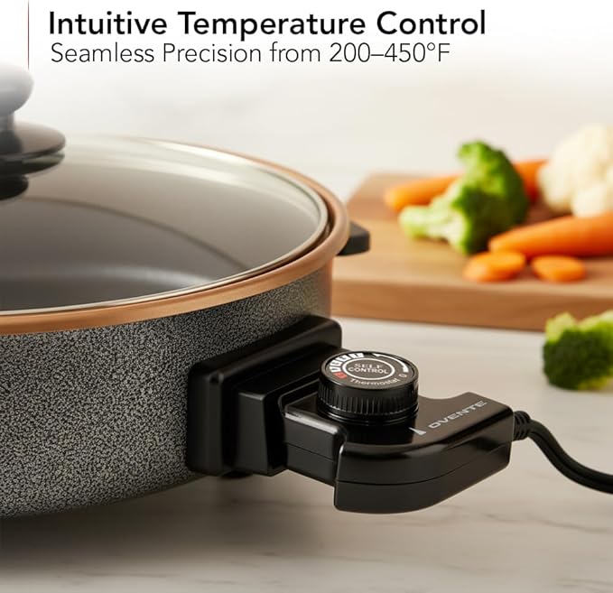 Sartén Eléctrica OVENTE 11.5 Pulgadas, 1400W, Antiadherente, Cobre miniatura 4