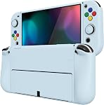 PlayVital ZealProtect Soft Protective Case for Nintendo Switch OLED, Flexible Protector Joycon Grip Cover for Switch OLED with Thumb Grip Caps & ABXY Direction Button Caps - Hunter Green