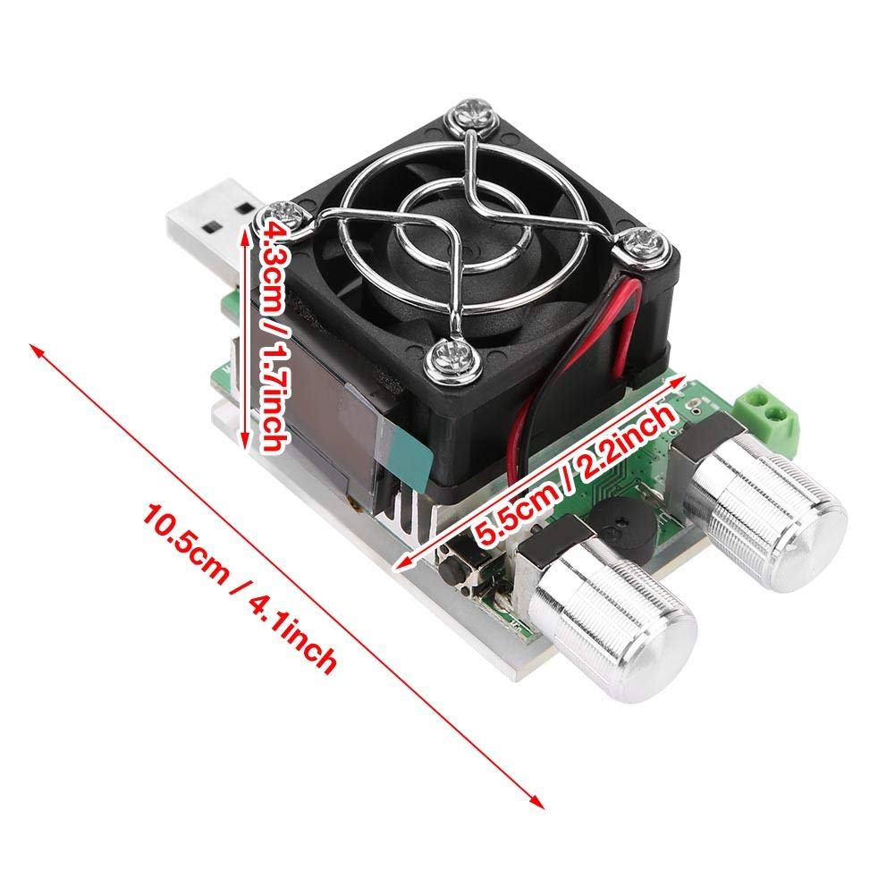 Akozon 35W Medidor Resistencia de Carga Electrónica Probador de Carga de USB Ajustable con pantalla LCD 4-30V DC