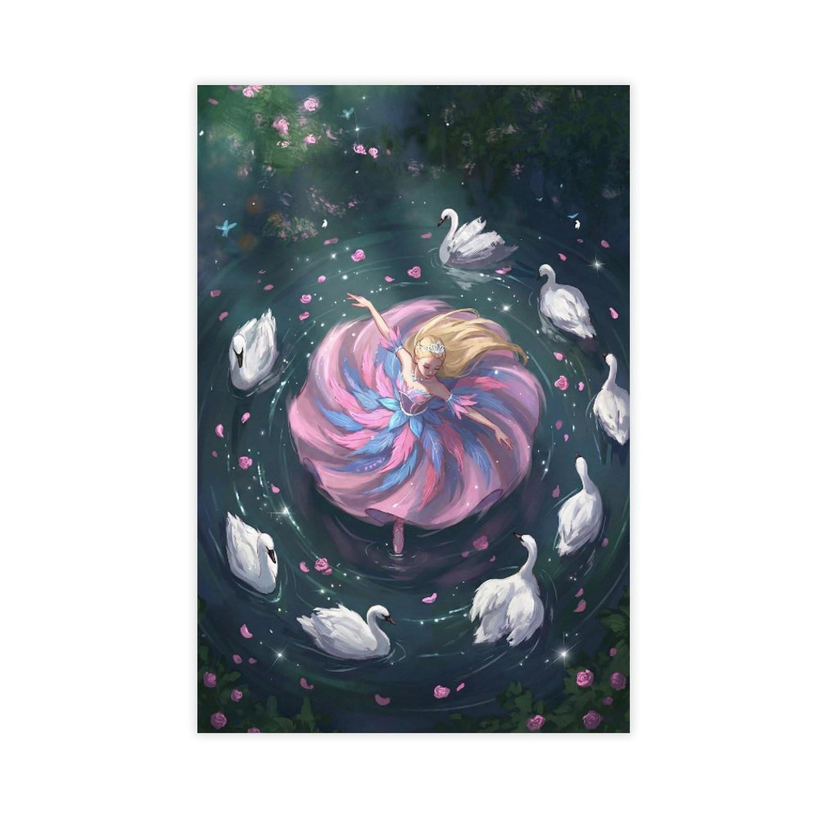 Ywtjax Unframe-Style Ballerina Poster Canvas Poster For Bedroom Decor Gift